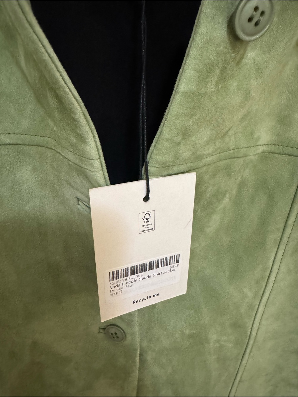 Reformation Veda Lincoln Suede Shirt Jacket Pear NEW NWT - Picture 4 of 5